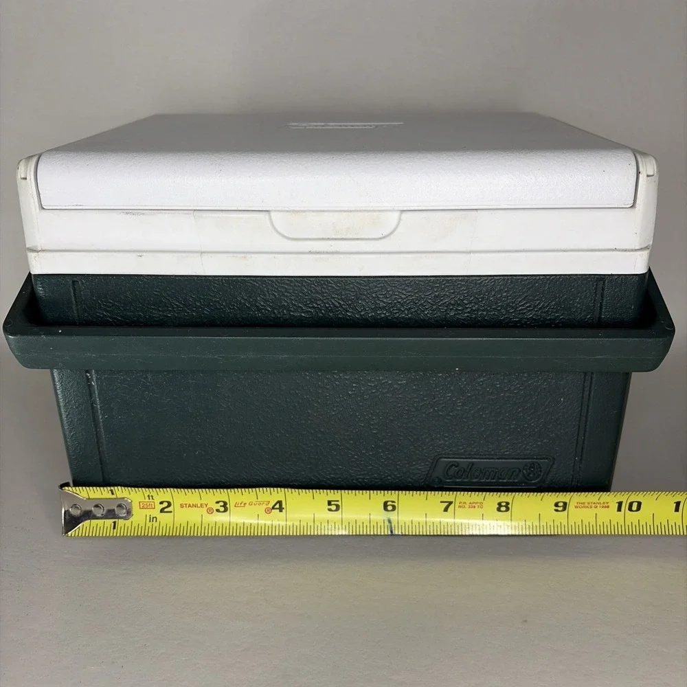Vintage Coleman 6 Pk 5 Qt Lunch Box Dark Green White Cooler Model 5205